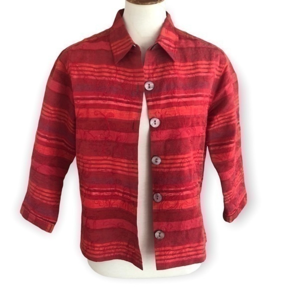 Chico’s  silk lightweight embroidered jacket